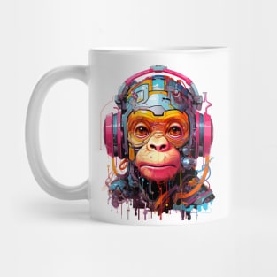 Cartoon monkey robot. T-Shirt, Sticker. Mug